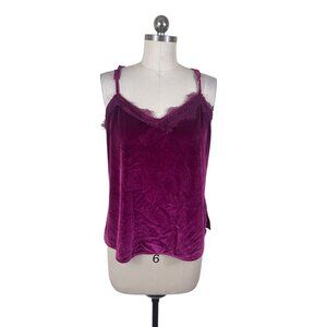 Nine West Y2K Velvet Camisole Top Womens Medium Red Lace Whimsigoth Dark Cottage